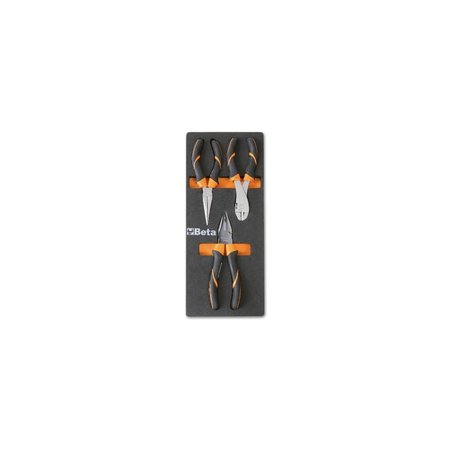 BETA Set of 3 Pliers in Foam Tray - Diagonal Cutters, Needle Nose, Extra-Long Needle Nose 024500136